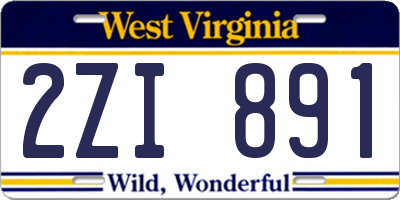 WV license plate 2ZI891