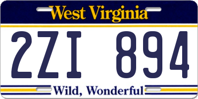 WV license plate 2ZI894