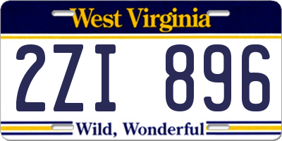 WV license plate 2ZI896