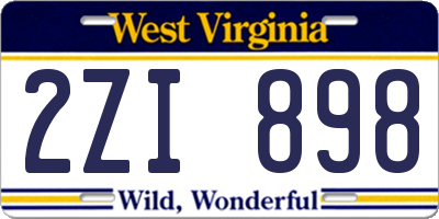 WV license plate 2ZI898