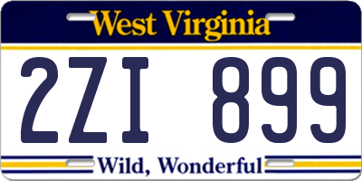 WV license plate 2ZI899