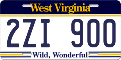 WV license plate 2ZI900