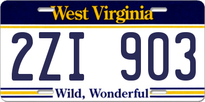 WV license plate 2ZI903