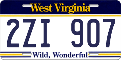 WV license plate 2ZI907