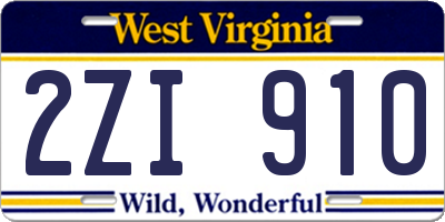 WV license plate 2ZI910