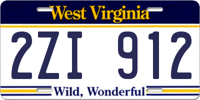 WV license plate 2ZI912