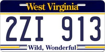 WV license plate 2ZI913