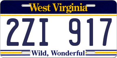 WV license plate 2ZI917