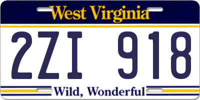 WV license plate 2ZI918