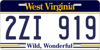 WV license plate 2ZI919