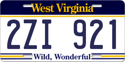 WV license plate 2ZI921