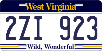 WV license plate 2ZI923