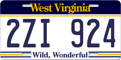 WV license plate 2ZI924