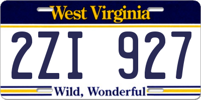 WV license plate 2ZI927