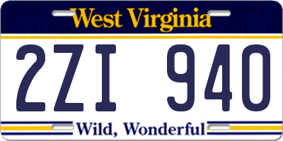 WV license plate 2ZI940