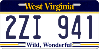 WV license plate 2ZI941