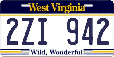 WV license plate 2ZI942