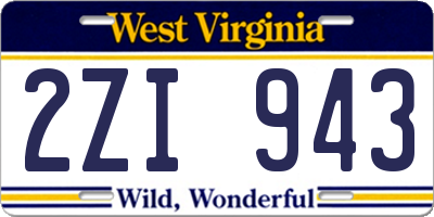 WV license plate 2ZI943