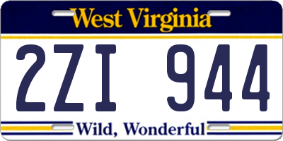 WV license plate 2ZI944