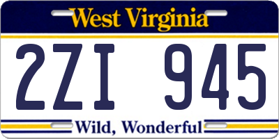 WV license plate 2ZI945