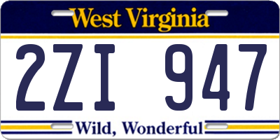 WV license plate 2ZI947