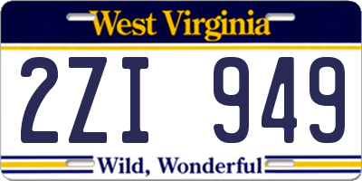 WV license plate 2ZI949