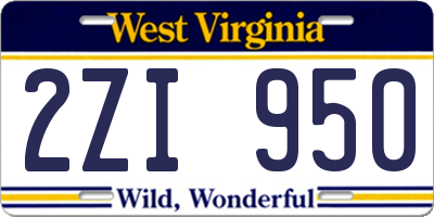 WV license plate 2ZI950