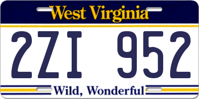 WV license plate 2ZI952