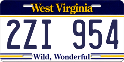 WV license plate 2ZI954