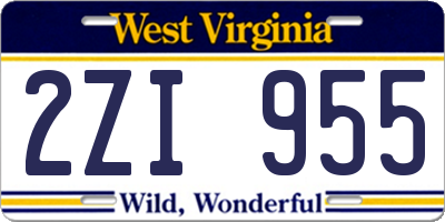 WV license plate 2ZI955