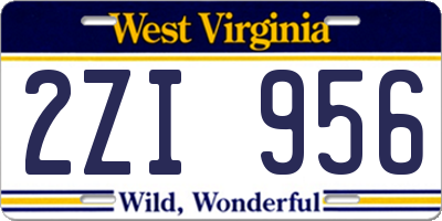 WV license plate 2ZI956