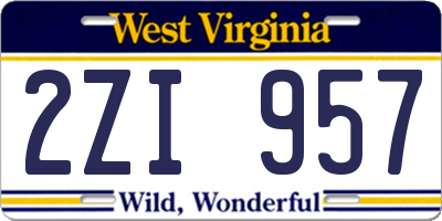 WV license plate 2ZI957