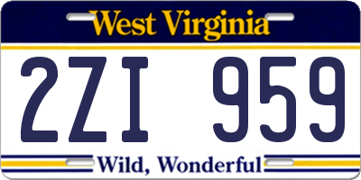 WV license plate 2ZI959
