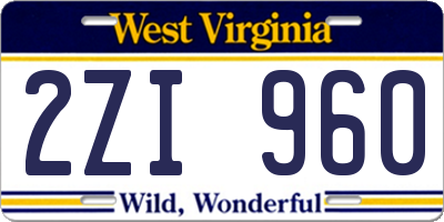 WV license plate 2ZI960