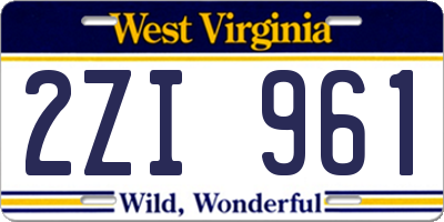 WV license plate 2ZI961