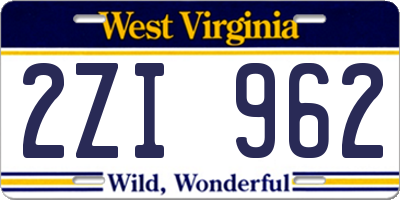 WV license plate 2ZI962