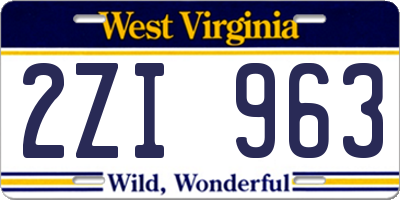 WV license plate 2ZI963