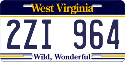 WV license plate 2ZI964