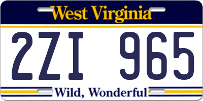 WV license plate 2ZI965