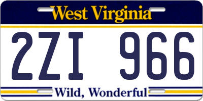 WV license plate 2ZI966