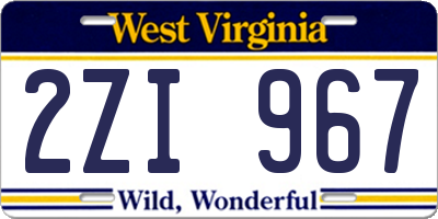 WV license plate 2ZI967