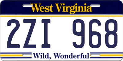 WV license plate 2ZI968