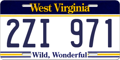WV license plate 2ZI971