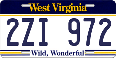 WV license plate 2ZI972