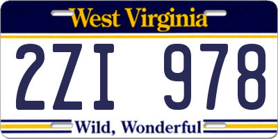 WV license plate 2ZI978