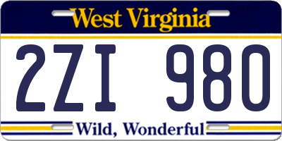 WV license plate 2ZI980