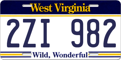 WV license plate 2ZI982