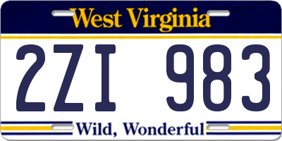 WV license plate 2ZI983
