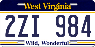 WV license plate 2ZI984
