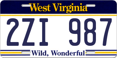 WV license plate 2ZI987